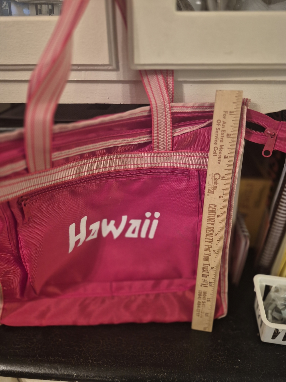 Red Hawaii Canvas Tote Bag with Dual Straps - Picture 5 of 11
